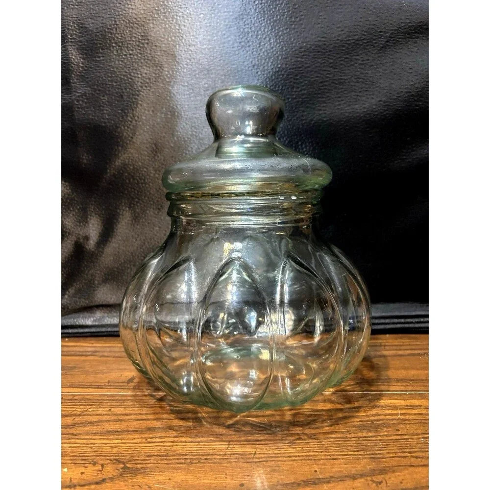 Vintage Glass Pumpkin Apothecary Jar 10
